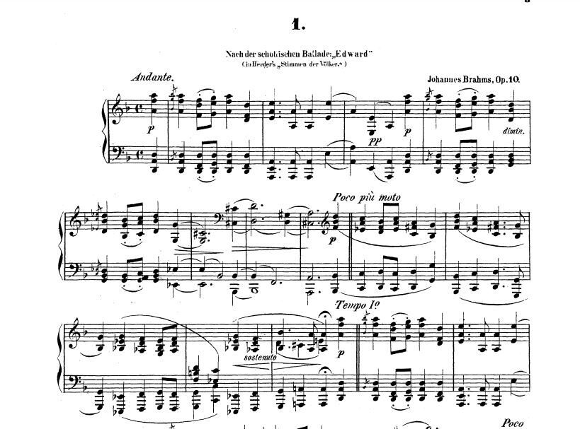 JOHANNES BRAHMS BALLADE OP 10 NO 1