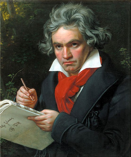 Ludwig van Beethoven — his nine symphonies and 32 piano sonatas share the same dramatic language of motivic development and structural ambition