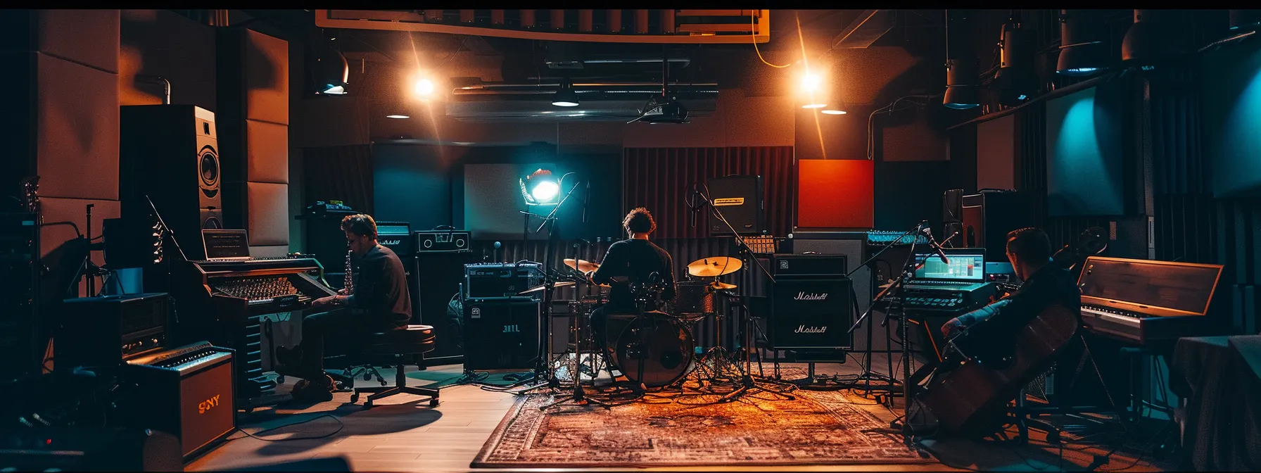 musicians in various studios at mill hill music complex, creating a vibrant musical atmosphere where genres collide.
