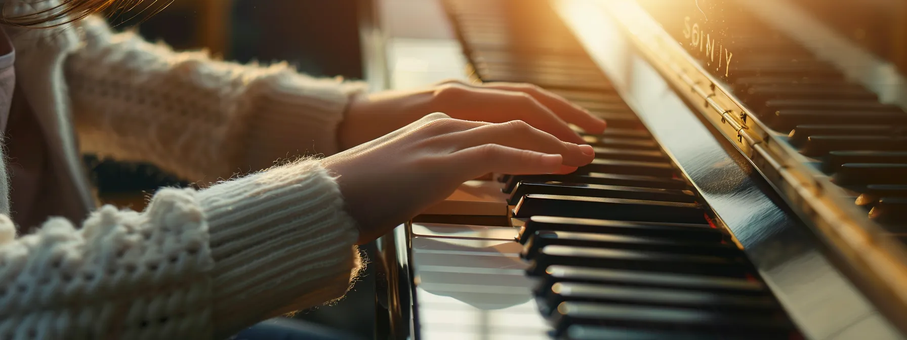 a student struggling with hand coordination while learning the piano.
