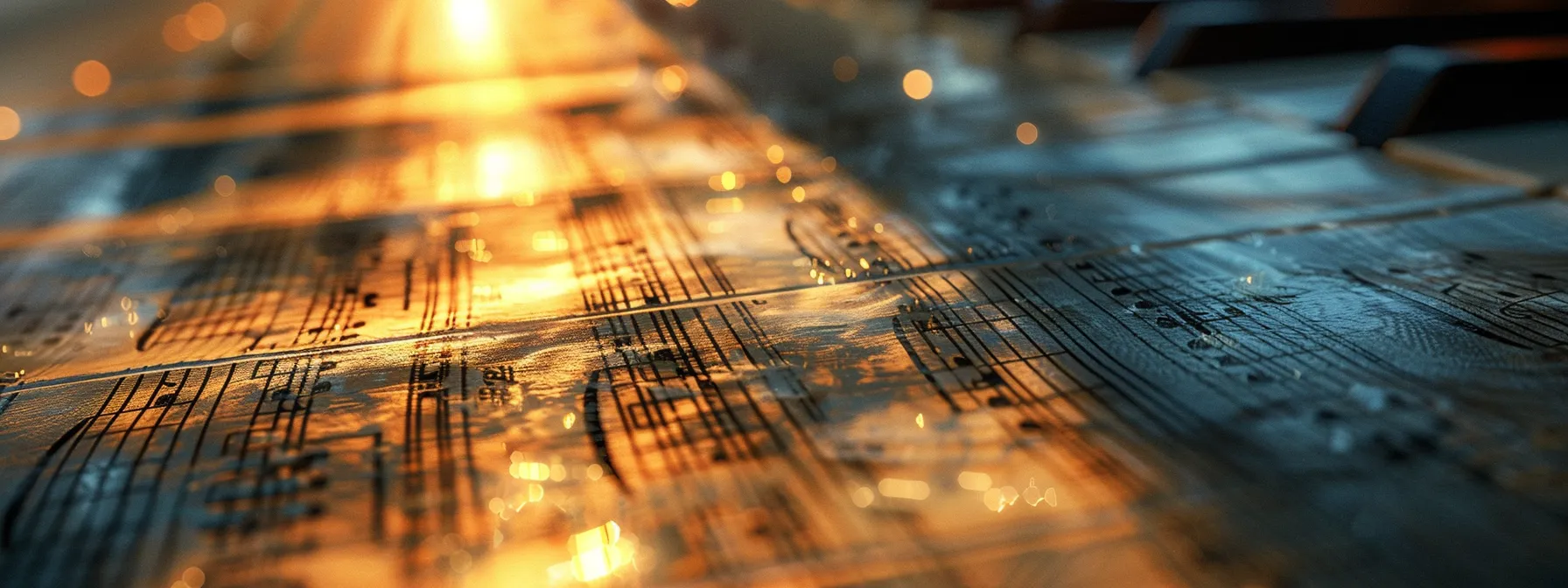 a grand piano with sheet music showing a g major scale, exuding a harmonious blend of tones and chords.