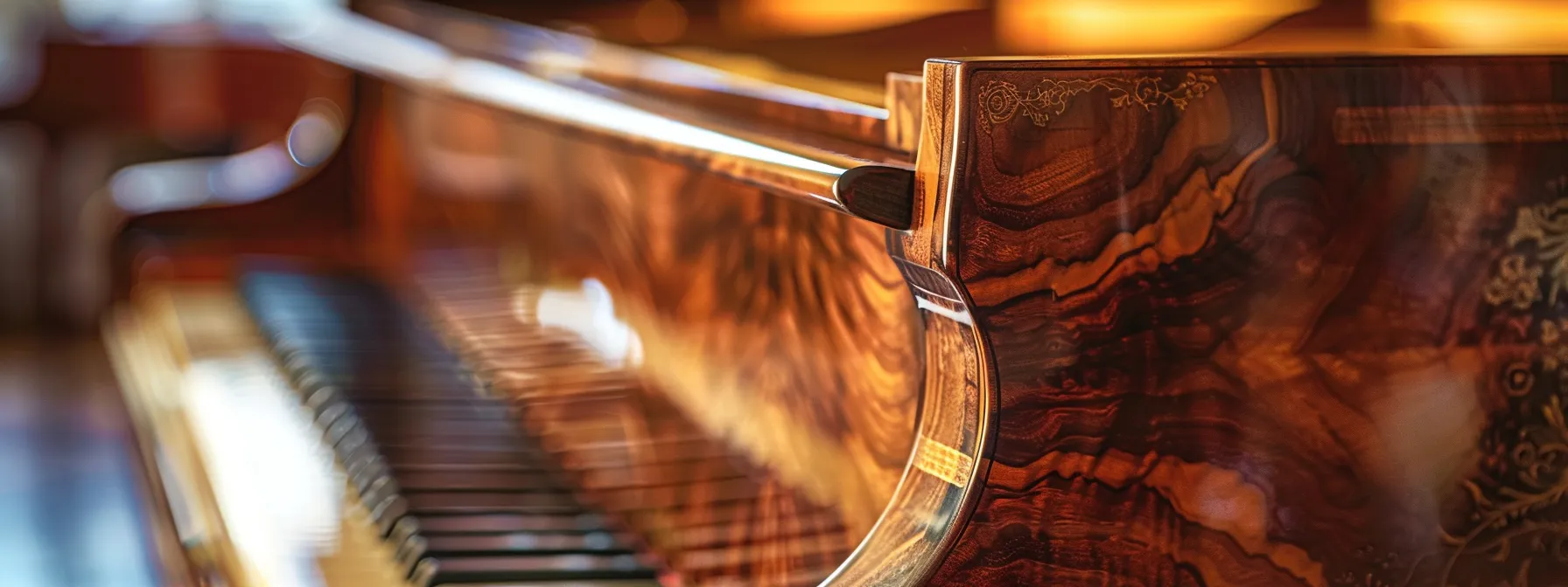 a grand piano bathed in soft light, showcasing the intricate craftsmanship and emotive power of romantic era music.
