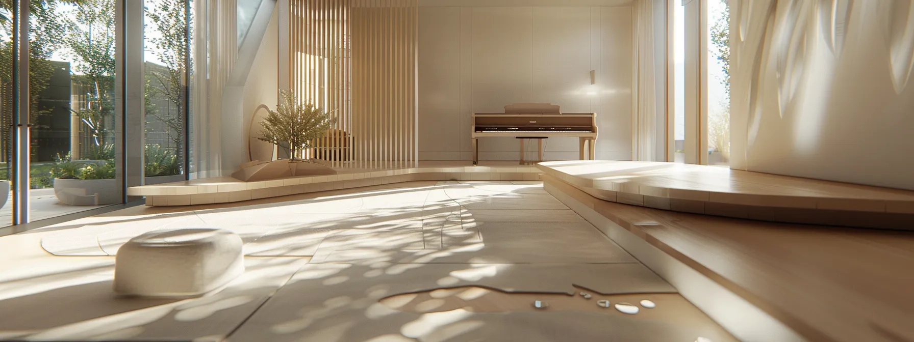 immerse yourself in a modern, acoustically-optimised piano studio with top-tier instruments for enhanced learning.