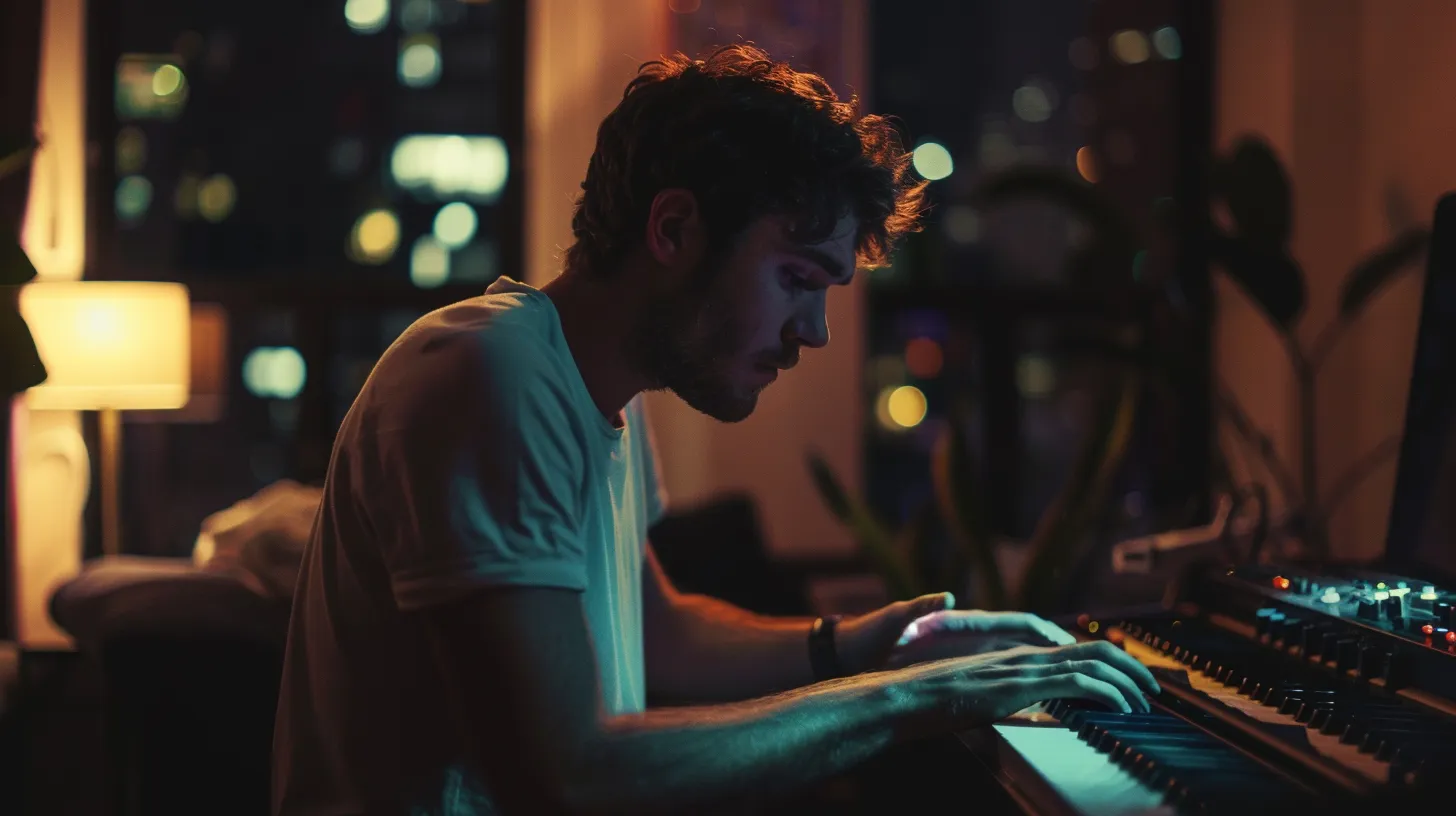 handsome guy composing music