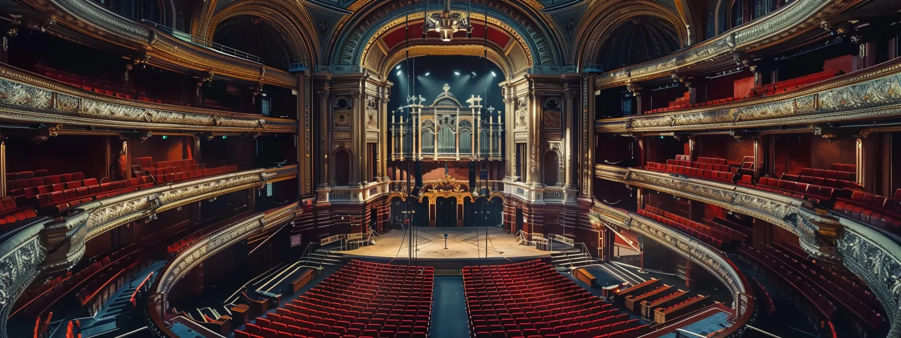imposing architecture and ornate interiors at the royal albert hall capture the essence of london's classical music scene.
