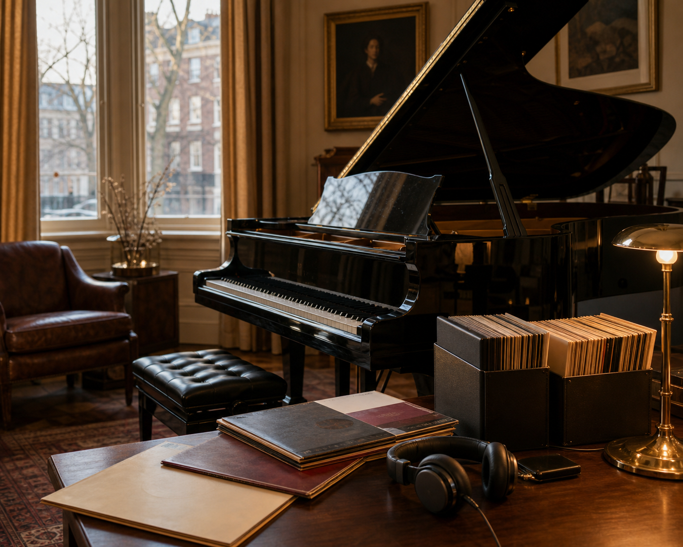Annie Fischer recordings and serious listening route in a refined piano room