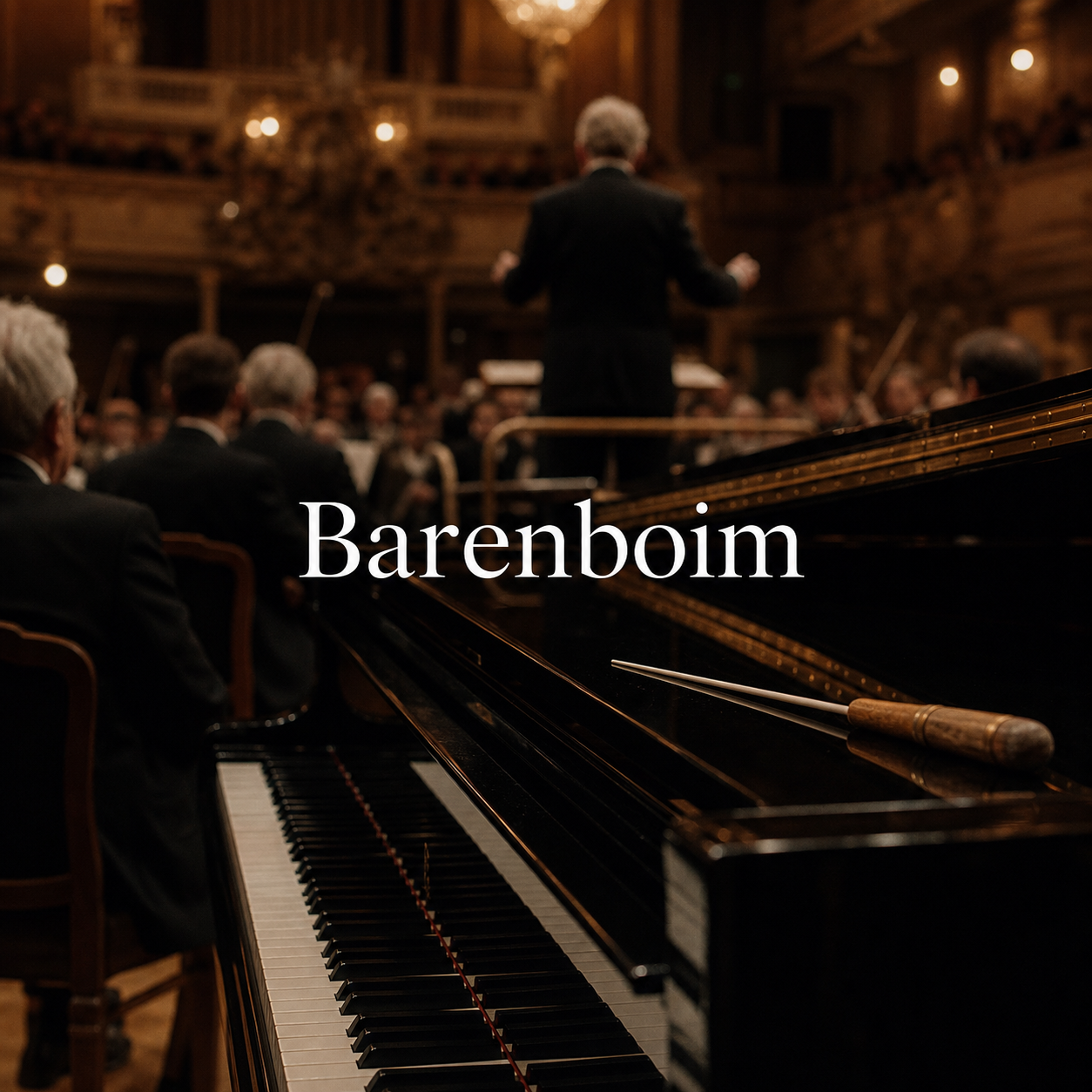Daniel Barenboim in London hero image with grand piano and centred Barenboim title