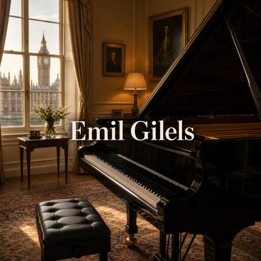 Emil Gilels in London hero image with centred Emil Gilels title text