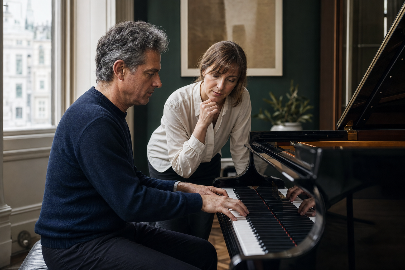 Adult piano learner in London studying listening and tone after John Ogdon