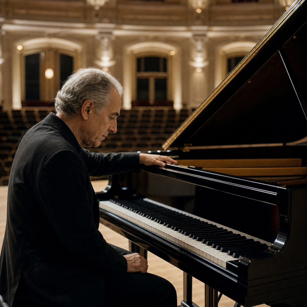 Maurizio Pollini London musical life suggested by a serious recital room and complete grand piano