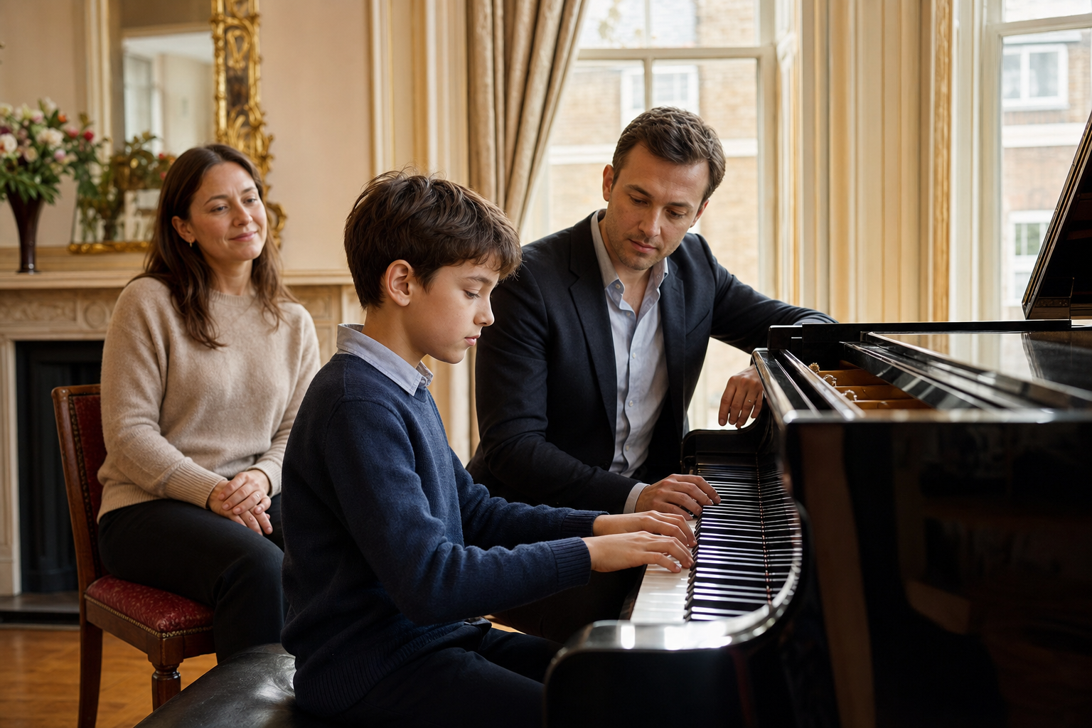 Ten year old child showing readiness during a piano lesson in a London studio