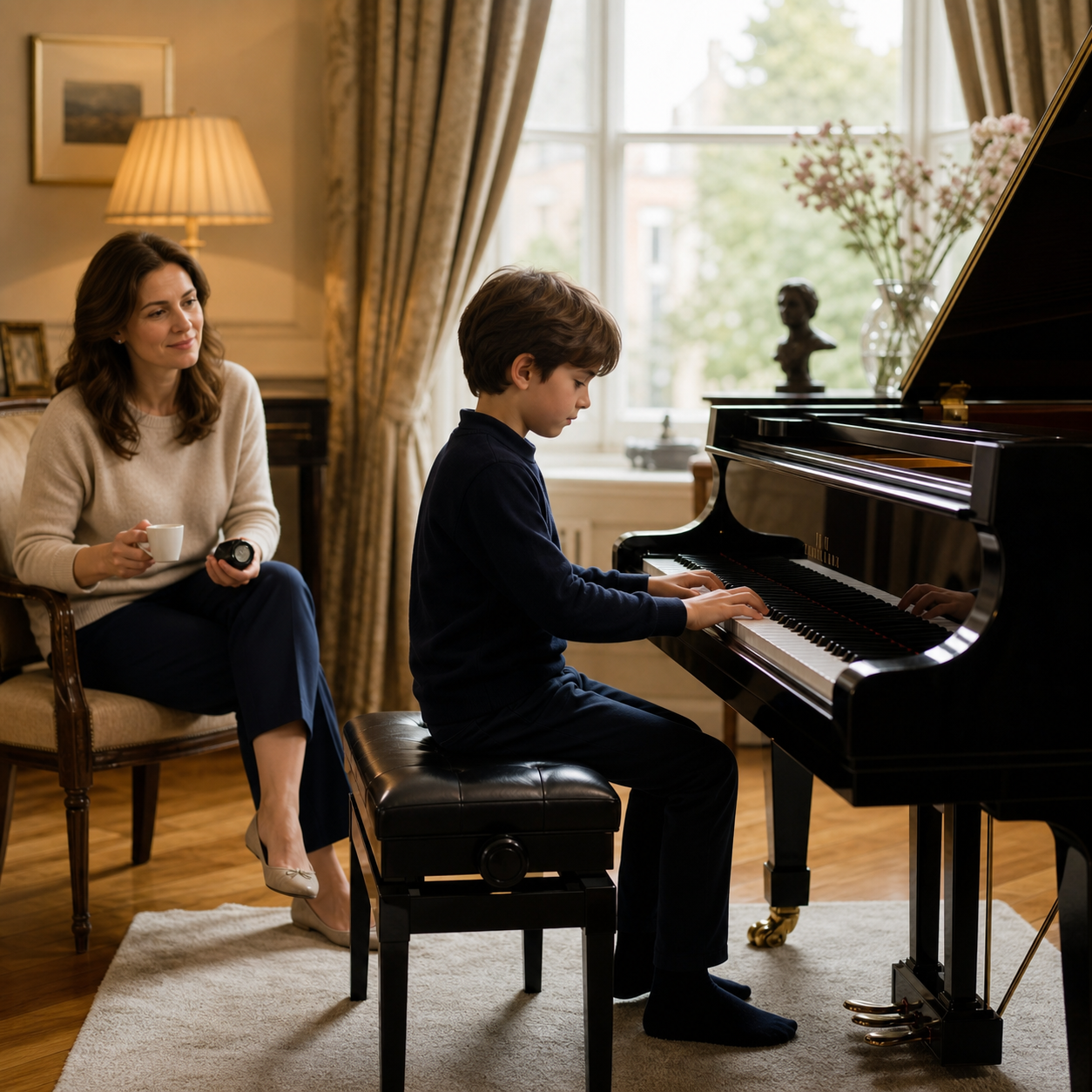 Piano lessons for 8 year olds home practice supported by a parent
