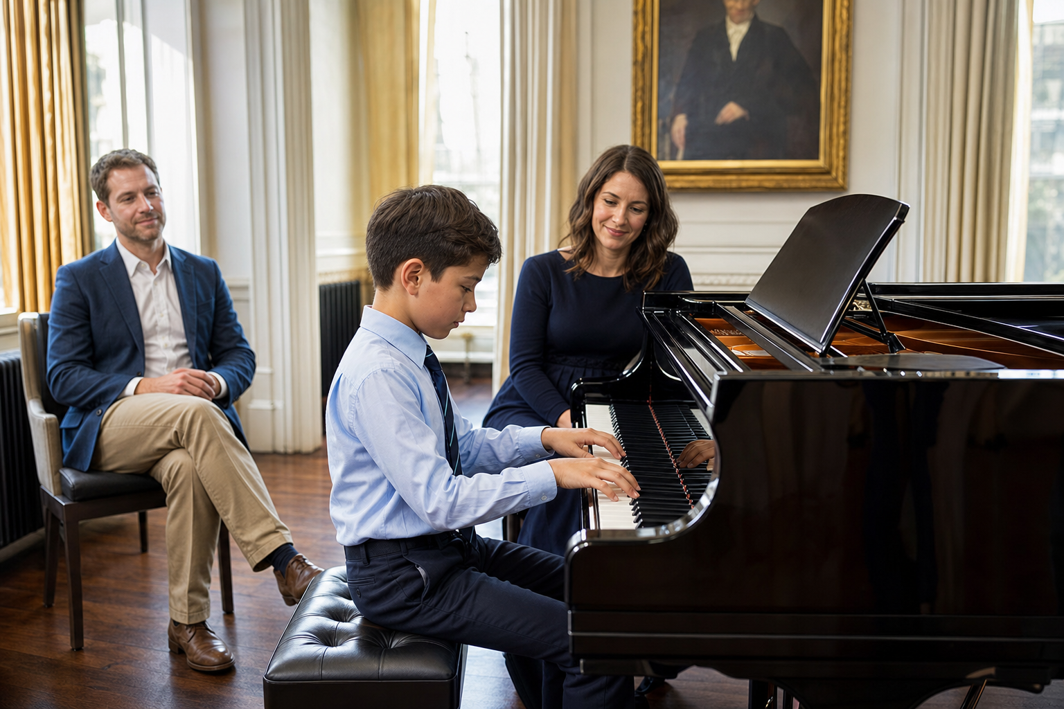 School-age piano learner preparing for confidence, exams and performance