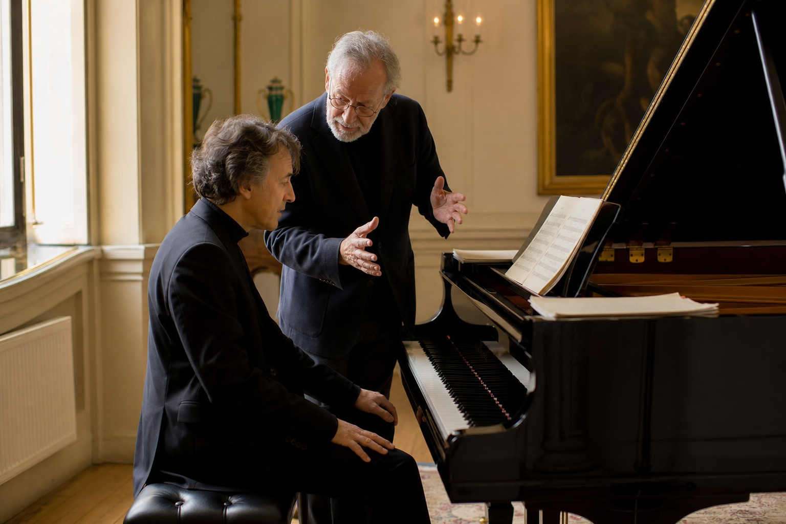 Jean-Efflam Bavouzet Haydn articulation and classical phrasing discussed at a grand piano