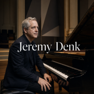 Jeremy Denk at a grand piano in a London recital setting