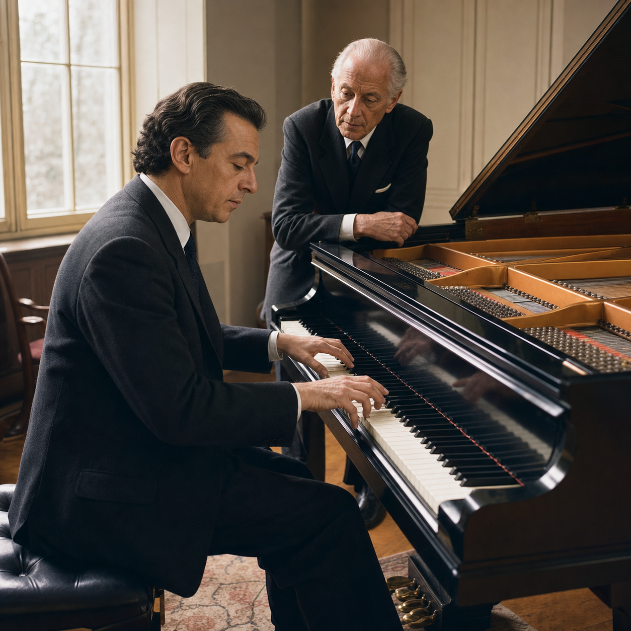 Jorge Bolet working with a master teacher at the grand piano