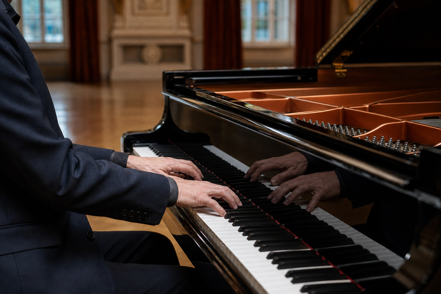 Nelson Freire colour clarity and voicing at a complete grand piano in a London recital room