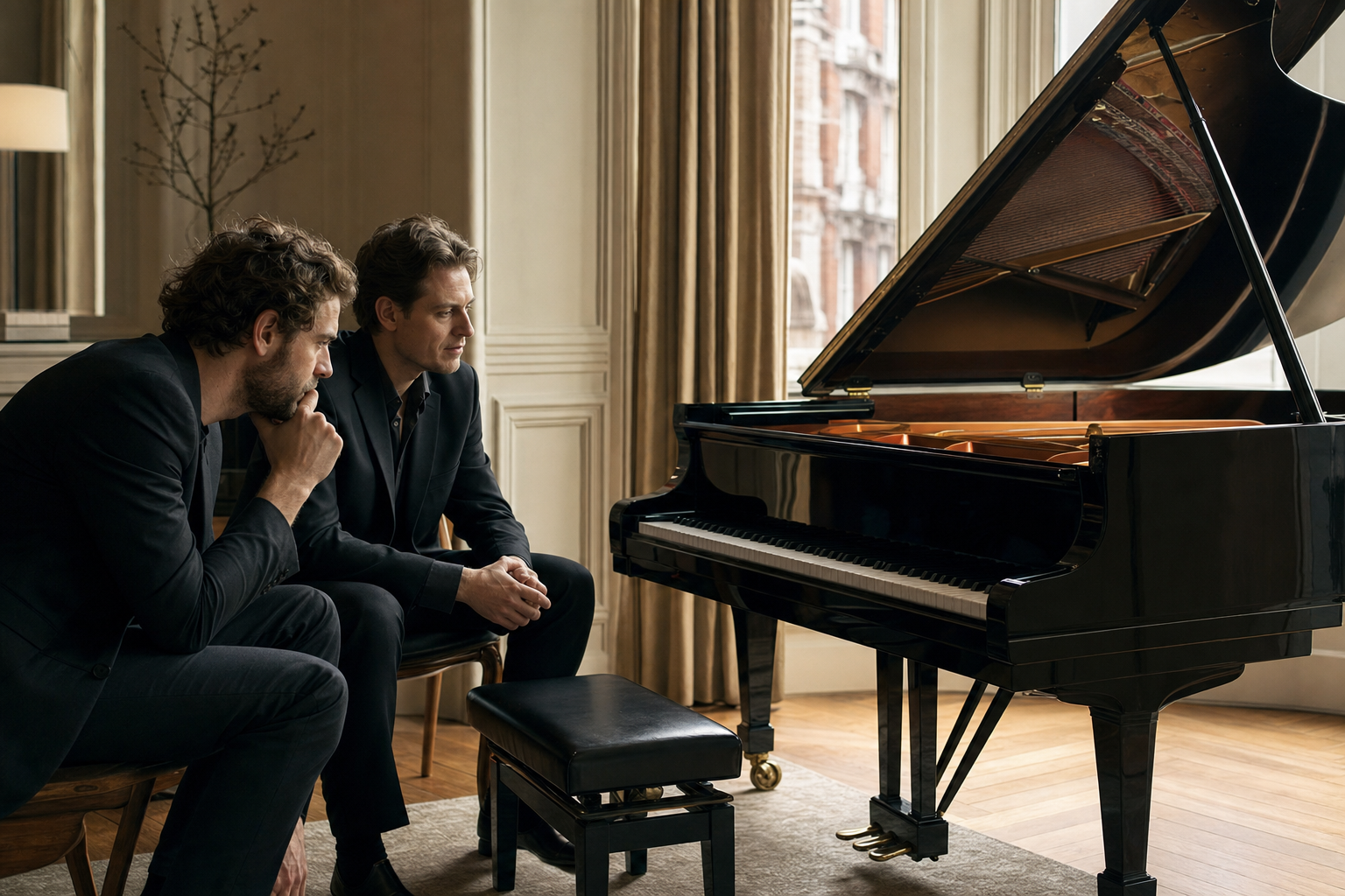 Nelson Freire legacy and adult piano listening in an elegant London studio with a grand piano