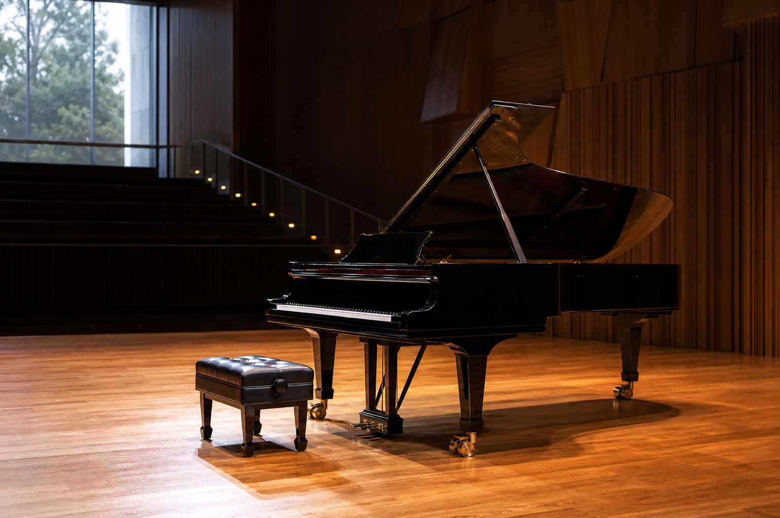 Nelson Freire London recital story represented by a complete grand piano in a modern recital hall
