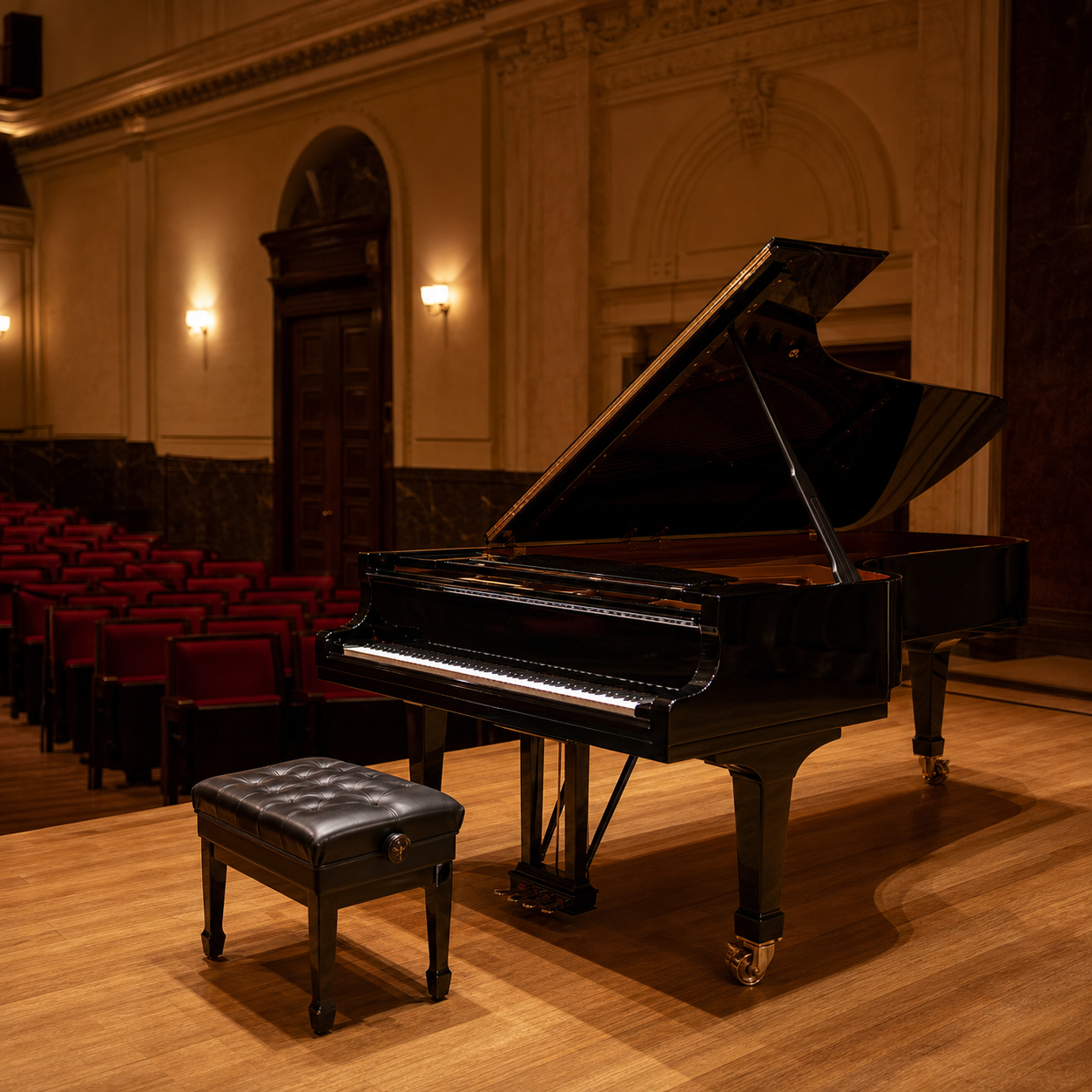 London recital stage with grand piano for Nikolai Demidenko performance context