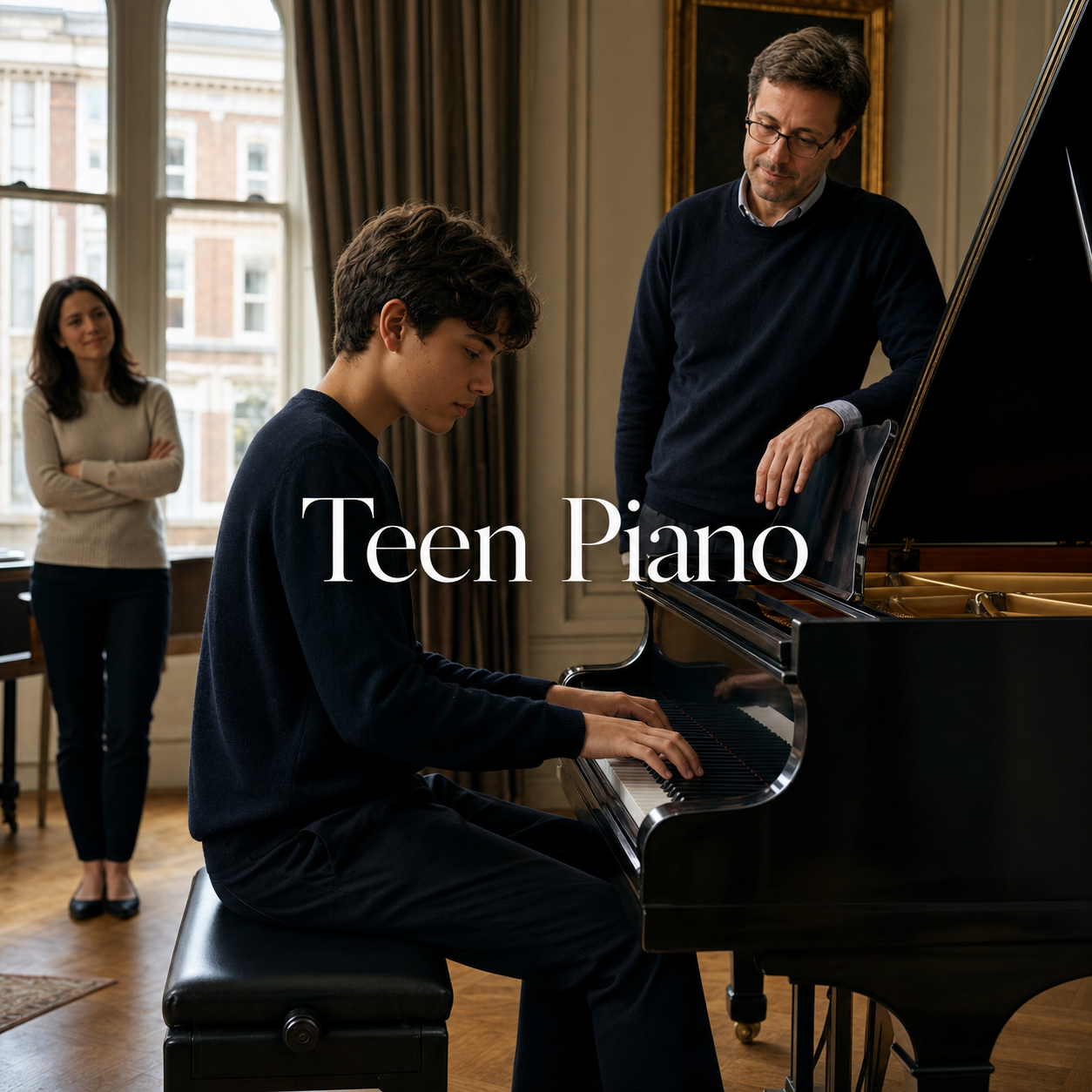 Piano lessons for teenagers in a London studio with teacher and parent support