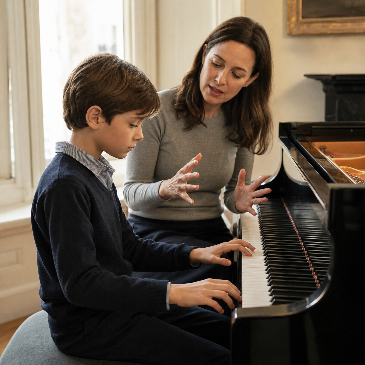 piano teacher assessing a gifted child's independent musical thinking