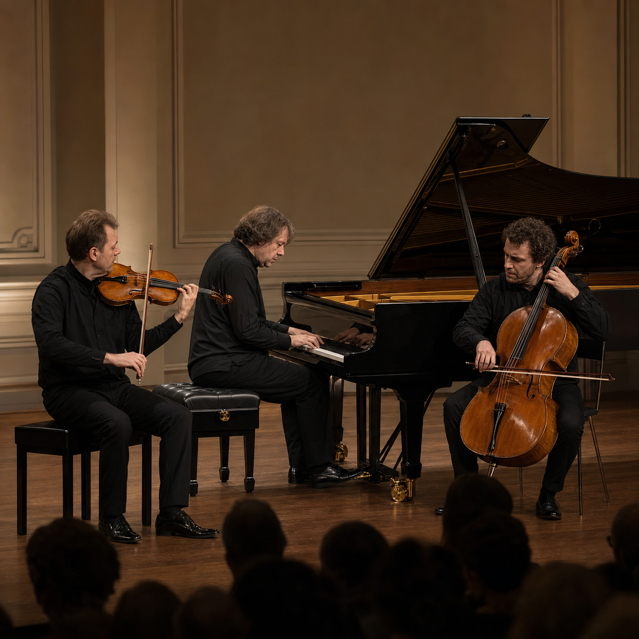 Alexander Melnikov and chamber music Alexander Melnikov performing chamber music with violin and cello in London