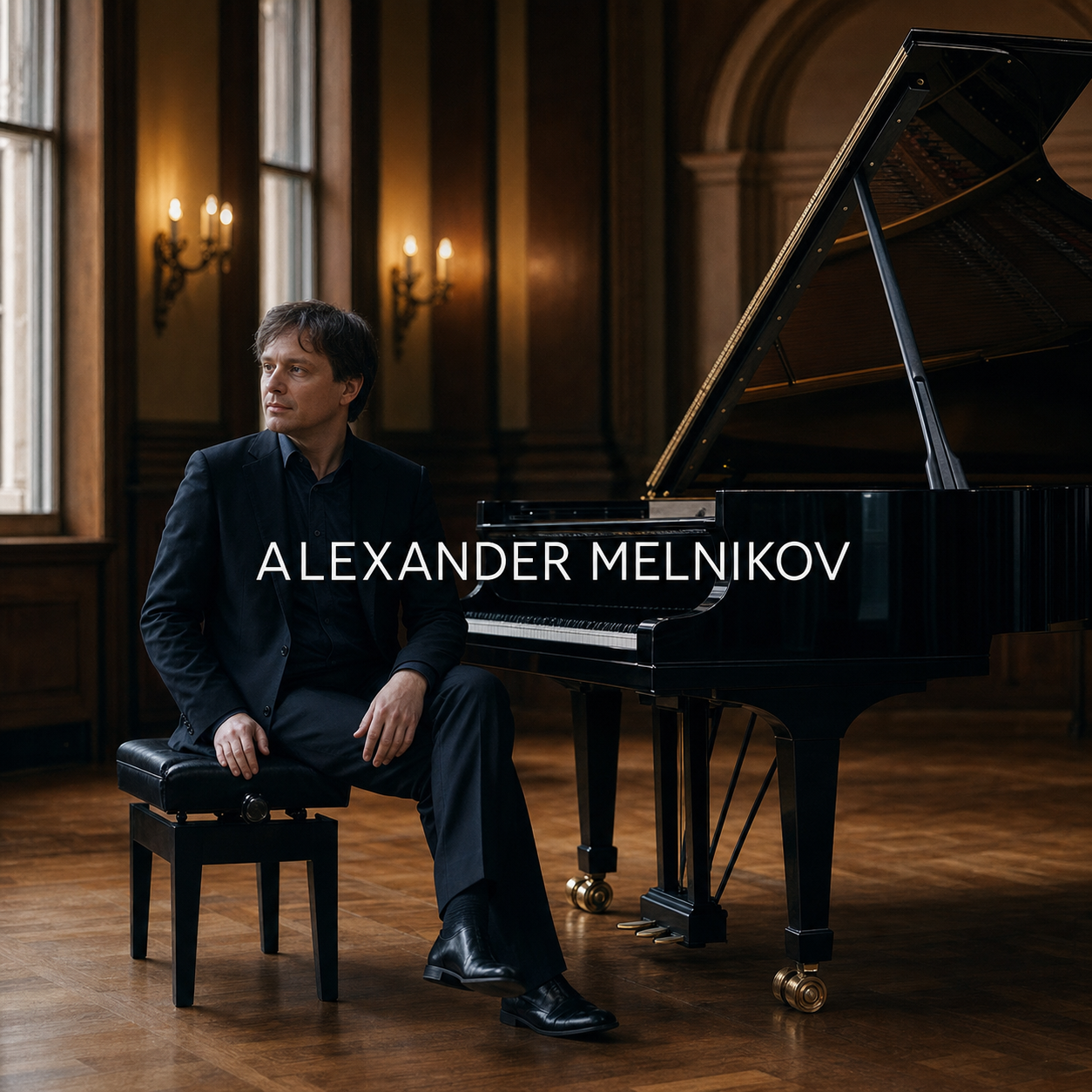 Alexander Melnikov in London Alexander Melnikov at a grand piano in a refined London recital hall