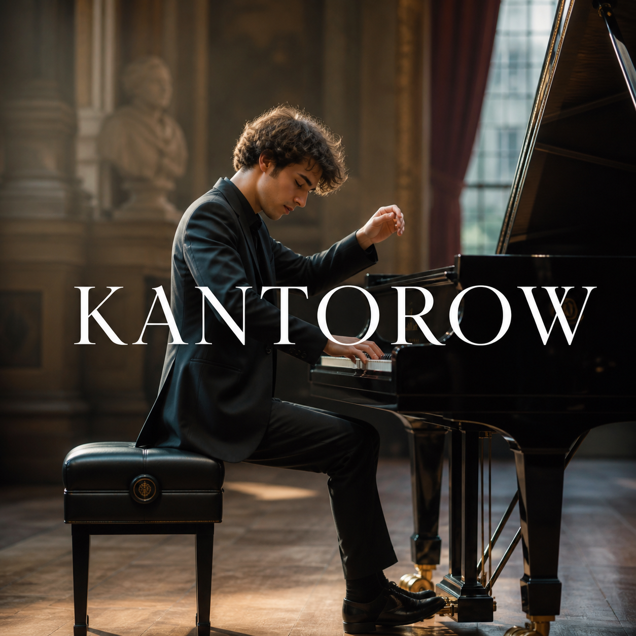 Alexandre Kantorow at a grand piano in a London concert hall
