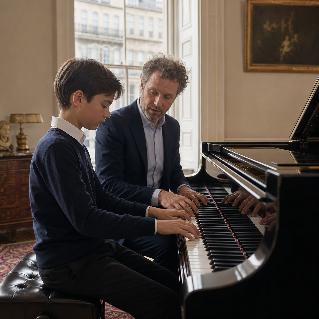 Child using slow piano practice to develop growth mindset