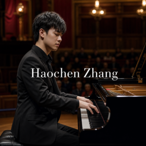 Haochen Zhang in London at a concert grand piano