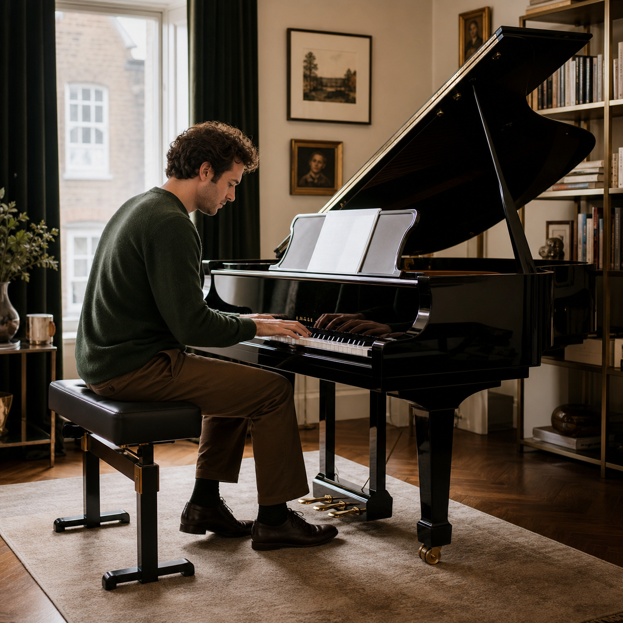 Adult piano learner studying how to improve memory