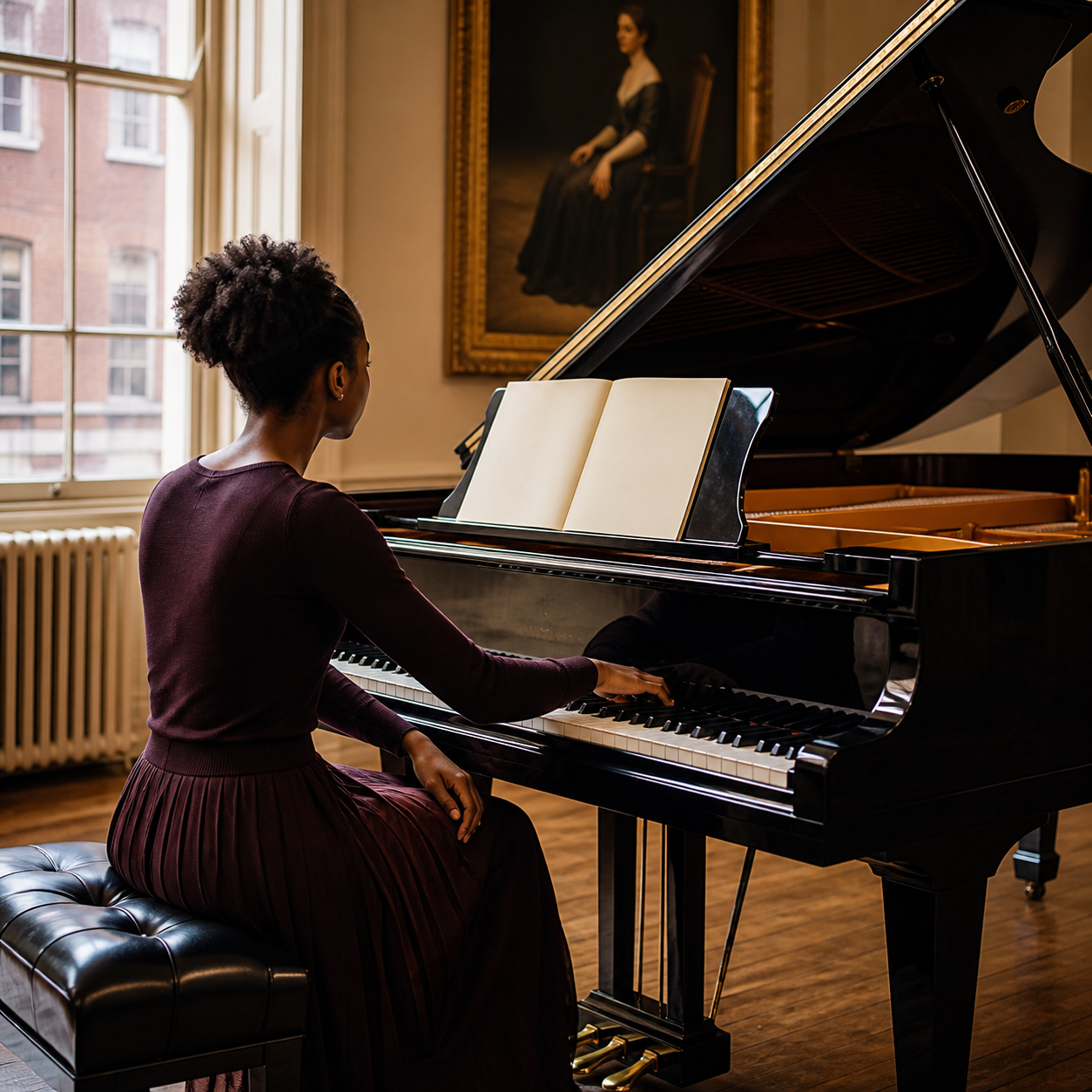 A pianist developing musical curiosity in a London conservatoire studio