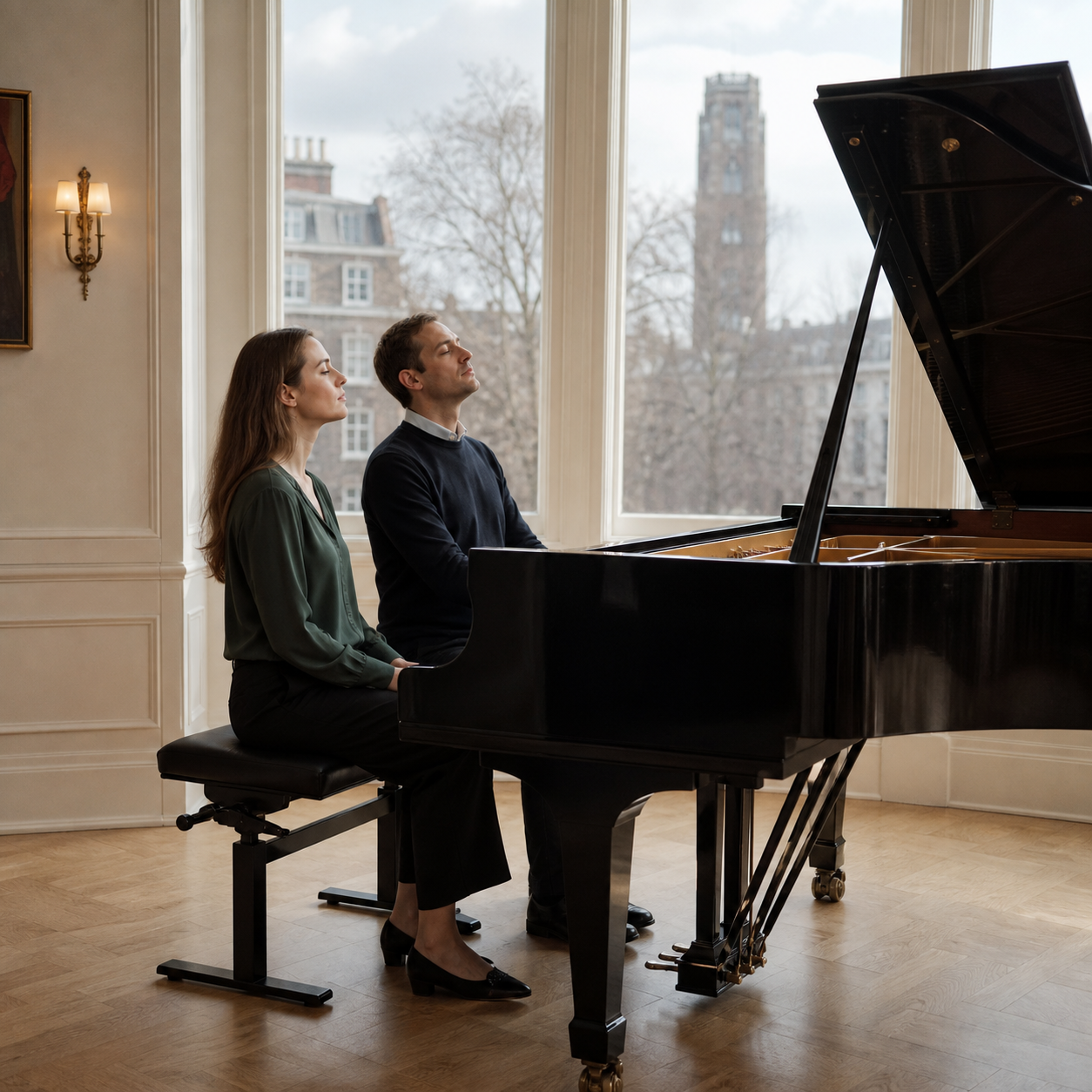 Adult piano lesson focused on resonance and silence