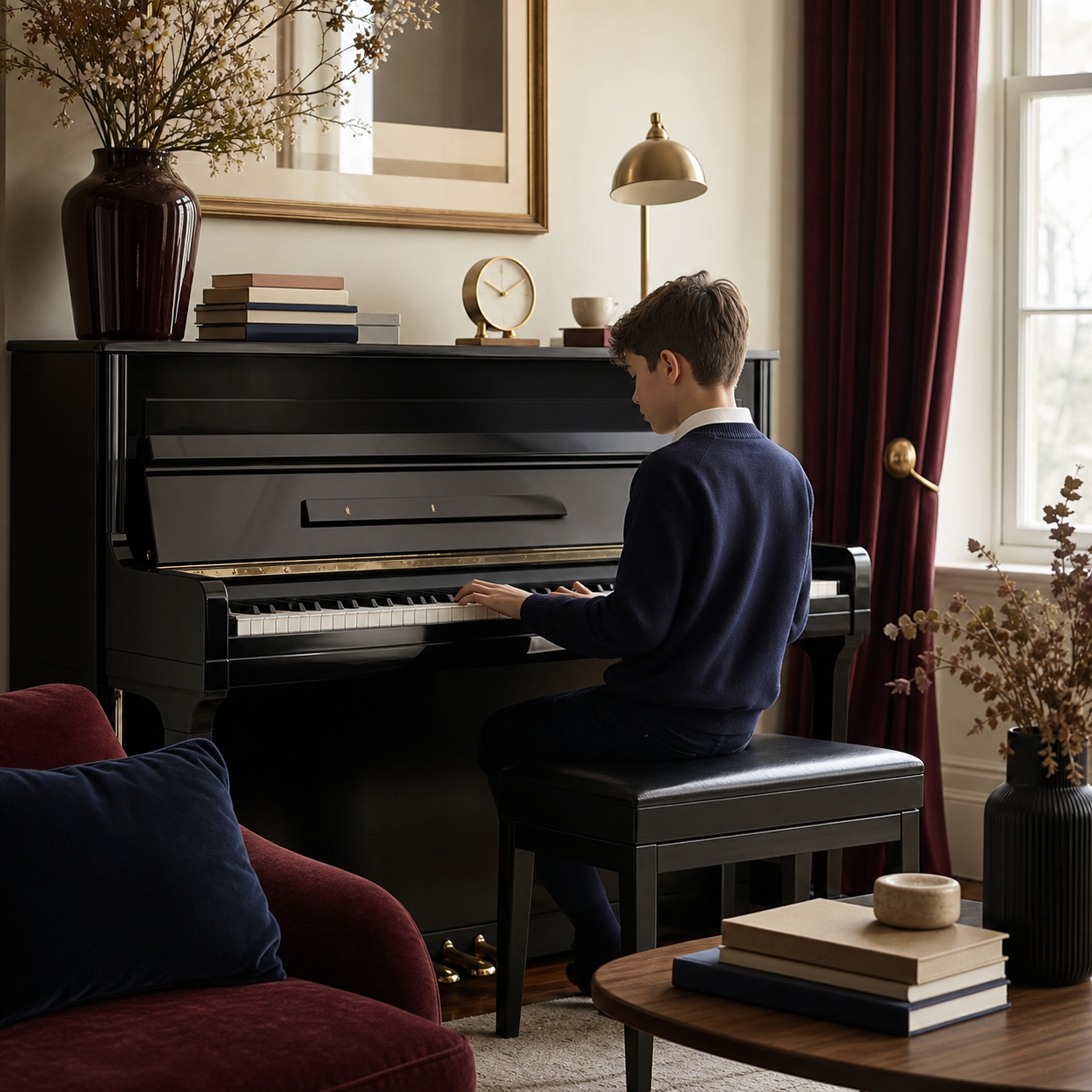 Child balancing an organised home piano routine with school life