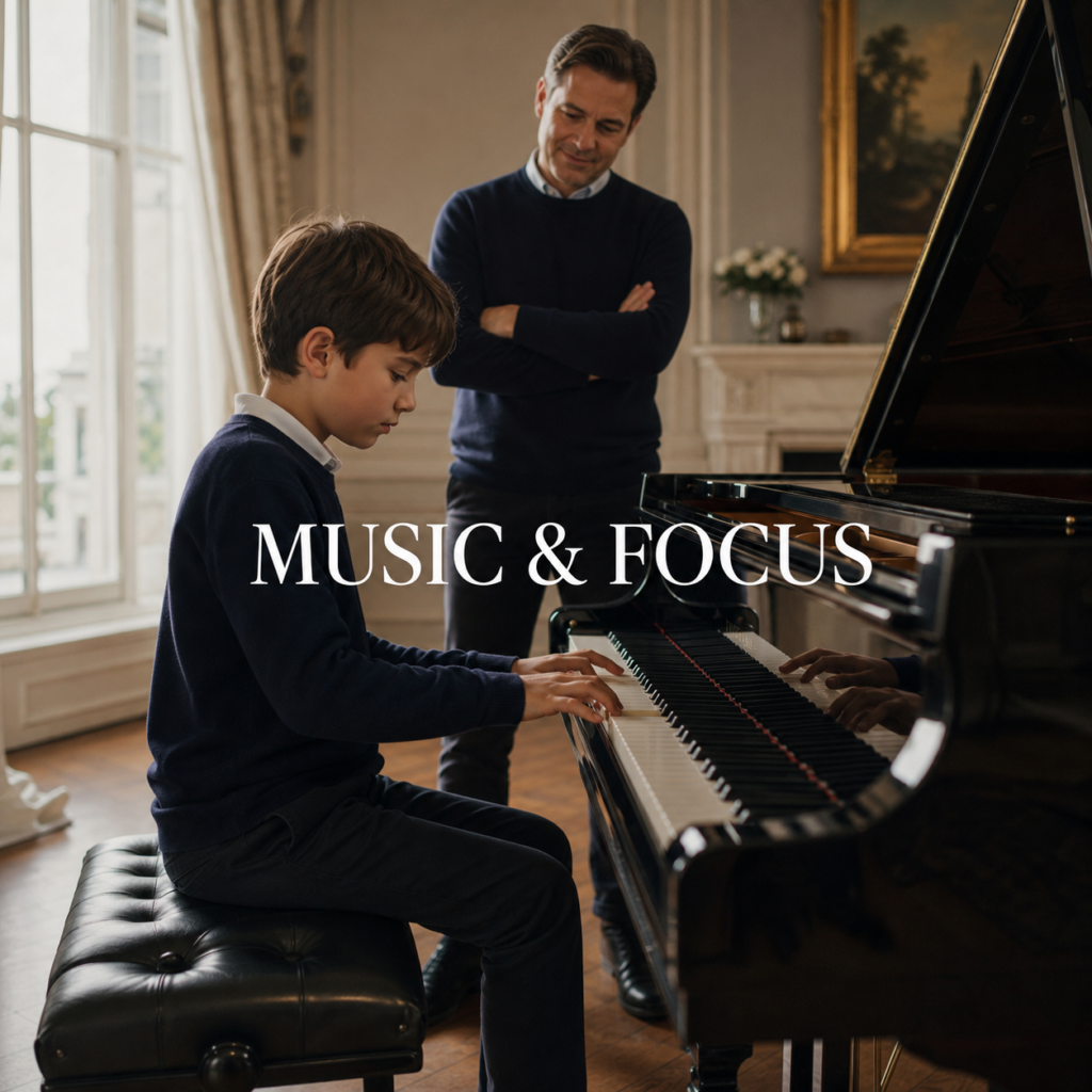 Music and concentration developed through a child's focused piano practice