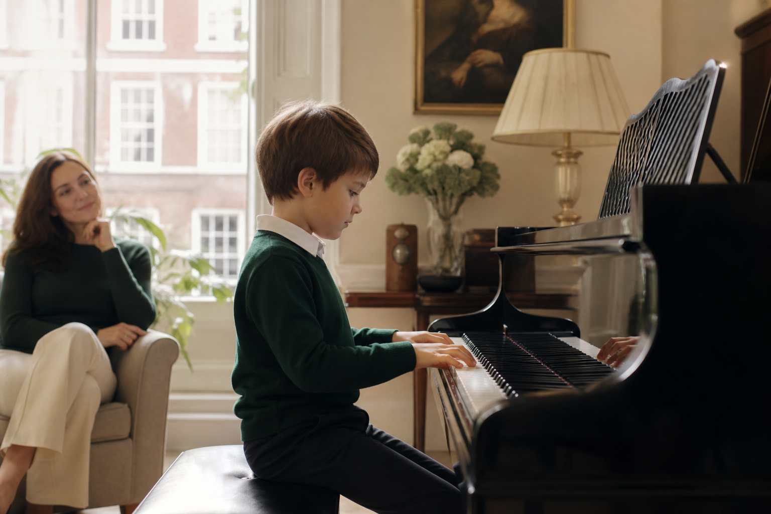 Music and discipline in children's piano practice with calm parent support
