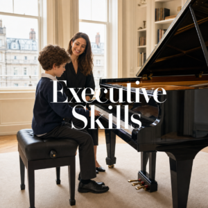 Music and executive function explored in a focused piano lesson for a young learner