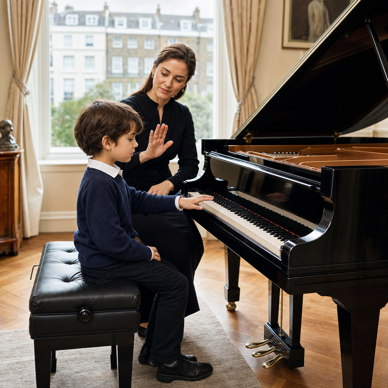 Inhibitory Control at the Piano Young pianist practising inhibitory control with a stop and start rhythm exercise