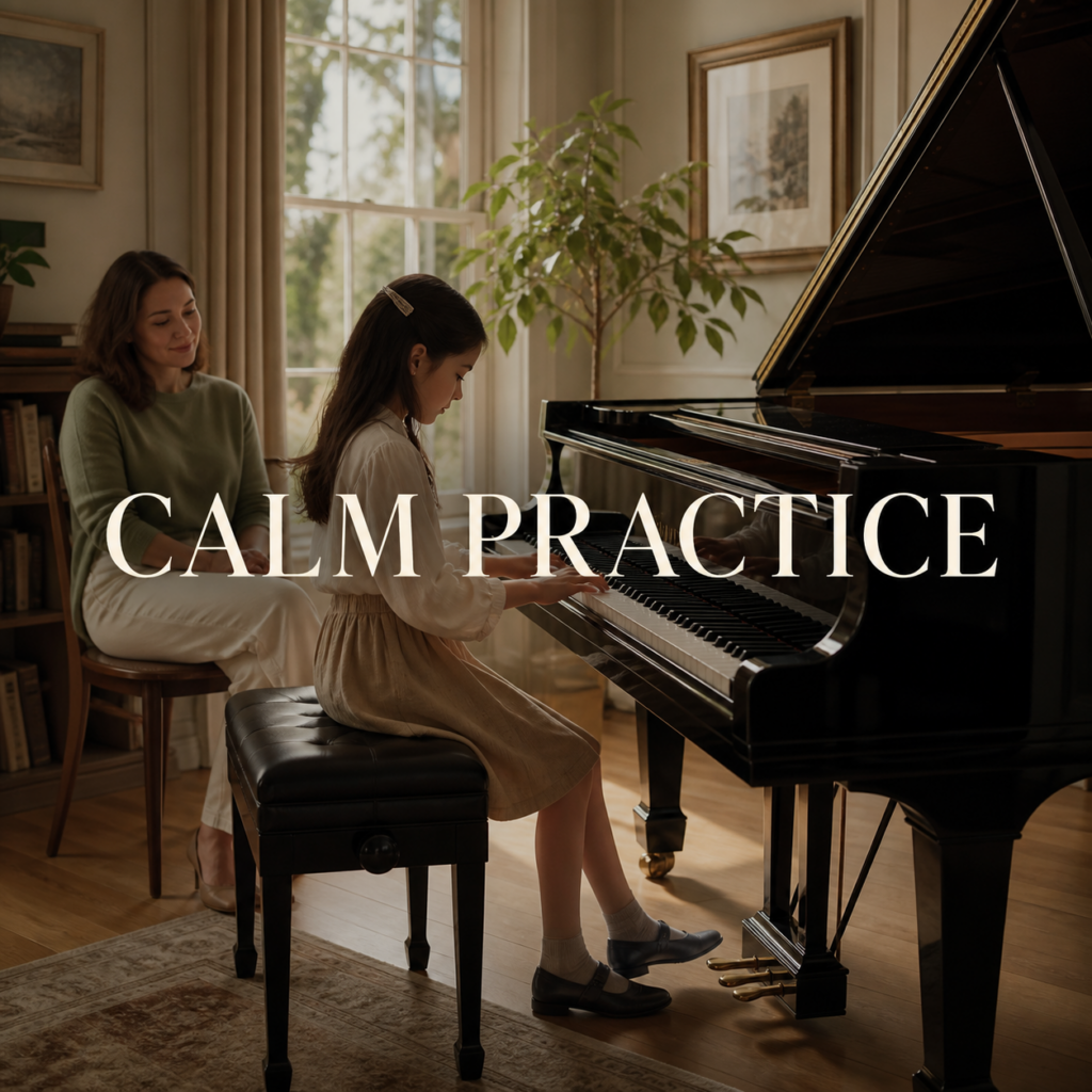Music and wellbeing through calm piano practice with a child and parent