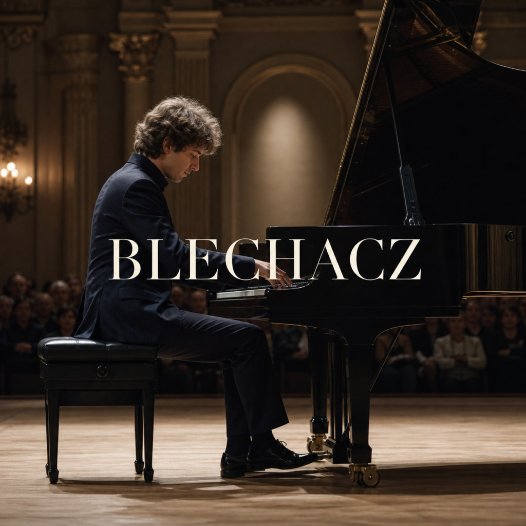 Rafał Blechacz at a concert grand piano in a distinguished London recital hall
