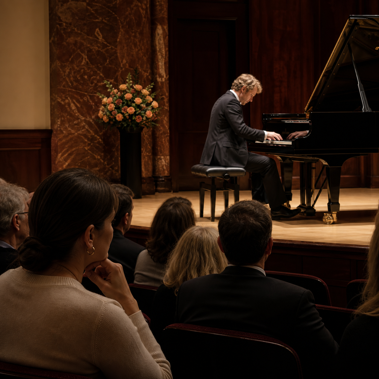 Adult listener attending Wigmore Hall concerts in London