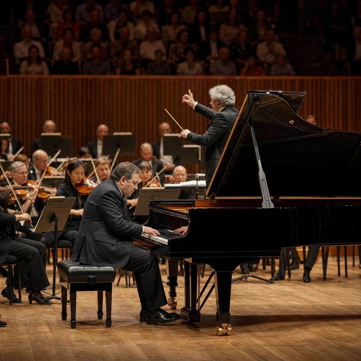 Yefim Bronfman performing a concerto with a London orchestra