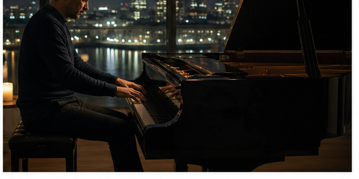 Adult pianist finishing a calm evening practice session